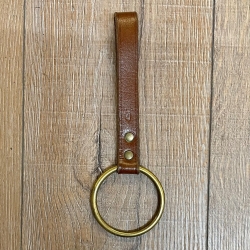 Metall - Ring mit Leder Waffenhalter/ Werkzeughalter - groß - braun