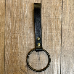Metall - Ring mit Leder Waffenhalter/ Werkzeughalter - groß - schwarz