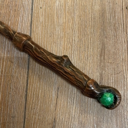 LARP - Zauberstab/ Wand - Druide - braun mit grünem Stein