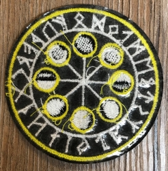 Aufnäher - gestickt - Mondphasen mit Runen - schwarz, weiß & gelb