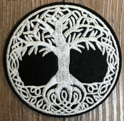 Aufnäher - gestickt - keltischer Lebensbaum - schwarz-weiß