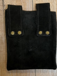 Tasche - Leder - Gürteltasche Flach/ thin mit Knebelknopf - schwarz - klein