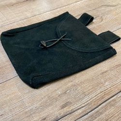 Tasche - Leder - Gürteltasche Flach/ thin mit Knebelknopf - schwarz - groß