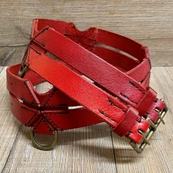 Gürtel - Leder - Twin Belt - 120cm - rot
