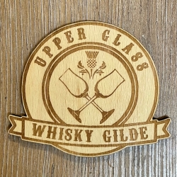 Untersetzer - Holz - Upper Glass - Whisky Gilde - 8,5cm - natur - Coaster - Dekoration