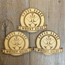 Untersetzer - Holz - Upper Glass - Whisky Gilde - 8,5cm - natur - Coaster - Dekoration