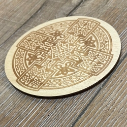 Untersetzer - Holz - Keltisches Kreuz gelasert rund - 10cm - natur - Coaster - Dekoration