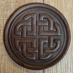 Untersetzer - Leder - Keltischer Knoten rund - braun - Coaster - Dekoration