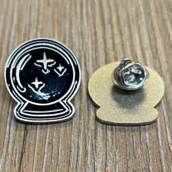 Brosche - Pin - Kristallkugel - schwarz/ silber
