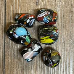 Perlen - Glasperlen - groß - schwarz/ bunt