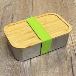 To-Go - Eco Lunchbox Edelstahl mit Bambusdeckel & Gummiband - 1100ml - Sammelbestellung möglich - 1x direkt verfügbar