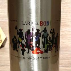 To-Go - Trinkflasche - LARP ist BUNT - Edelstahl mit Strohhalm 500ml - silber
