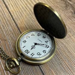 Uhr - Taschenuhr - Größe L - GOT - Tagaryen - Drache - altmessing - Quartz - Steampunk