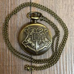 Uhr - Taschenuhr - Größe L - HP - Hogwarts Wappen - altmessing - Quartz - Steampunk