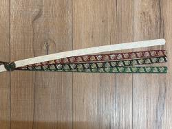 Handfasting Band - 19mm - 4x Blätter & Dragonheart altmessing mit grünem Kristall