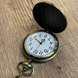 Uhr - Taschenuhr - Größe L - Kreuz & Zahnräder - altmessing - Quartz - Steampunk