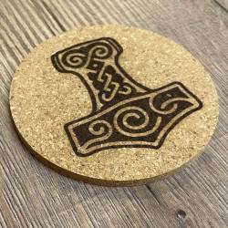 Untersetzer - Kork - Thors Hammer gelasert - 10cm - Coaster - Dekoration - Made by McOnis