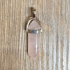 Anhänger - Chakra Rosenquarz mit silberfarbener Einfassung