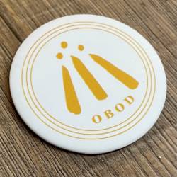Button 59mm - AWEN - OBOD Druiden Symbol - weiss - softtouch - nur für Mitglieder des OBOD