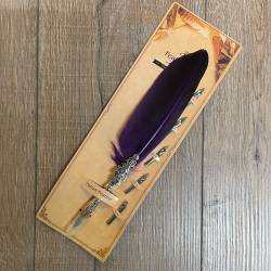 Schreibzeug - Historische Schreibfeder inkl. 6 Federn - purpur/ lila