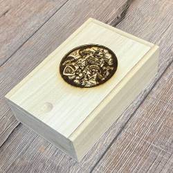 Zubehör - Box aus Bambus mit Schiebedeckel - groß - Motiv Zwergen-Münze- Illustrator:in-Edition CMMart