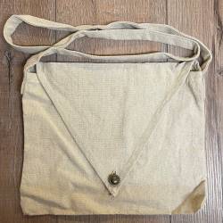 Tasche - Baumwolle - Umhängetasche mit dreieckigem Überschlag & Knopf - natur