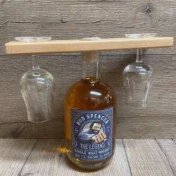 Zubehör Holz - Whisky-/ Wein-Flaschen Glashalter, für 2 Gläser, geölt - 26cm