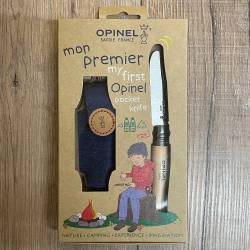 Opinel Rostfrei Junior - Nr. 07 mit 10cm Heftlänge - Set mit Gürtel-Tasche aus R-PET - natur - Kindermesser