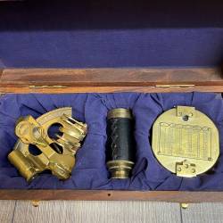 Maritimes - Kapitäns-Set - Sextant, Teleskop & Kompass Messing in der Holzbox - Ausstellungsstück