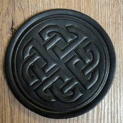 Untersetzer - Leder - Keltischer Knoten rund - schwarz - Coaster - Dekoration