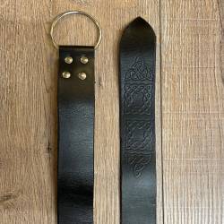 Gürtel - Leder - LC5046 Ringgürtel mit keltischem Muster an der Spitze - schwarz - 190cm