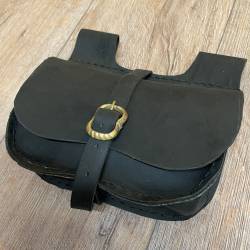 Tasche - Leder - LC3014 Gürteltasche/ Nierentasche mit Riemen - schwarz