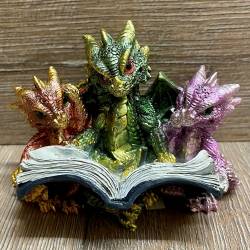 Figur - Drache - 3 Baby Drachen lesen ein Buch - coloriert