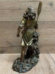 Statue - Nörd - nordischer Gott des Windes & der Meere - bronziert - Dekoration - Ritualbedarf