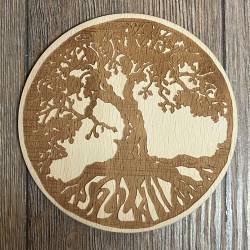 Untersetzer - Holz - Lebensbaum gelasert rund - 10cm - natur - Coaster - Dekoration
