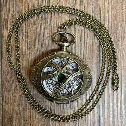 Uhr - Taschenuhr - Größe L - Auge - altmessing - Quartz - Steampunk