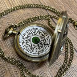 Uhr - Taschenuhr - Größe L - Auge - altmessing - Quartz - Steampunk