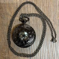 Uhr - Taschenuhr - Größe L - Römische Zahlen - schwarz - Quartz - Steampunk