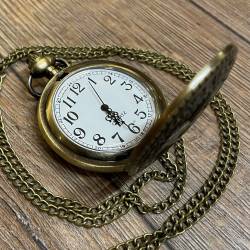 Uhr - Taschenuhr - Größe L - Pentagramm - altmessing - Quartz - Steampunk