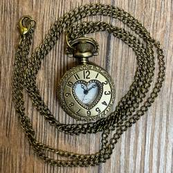 Uhr - Taschenuhr - Größe S - Herz altmessing - Quartz - Steampunk