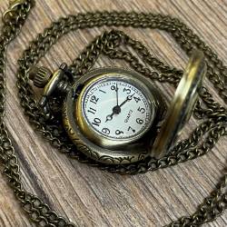 Uhr - Taschenuhr - Größe S - Blume altmessing - Quartz - Steampunk
