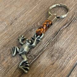 Schlüsselanhänger - Frosch mit geflochtenem Lederband - Keyring