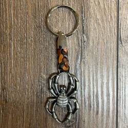 Schlüsselanhänger - Spinne mit geflochtenem Lederband - Keyring
