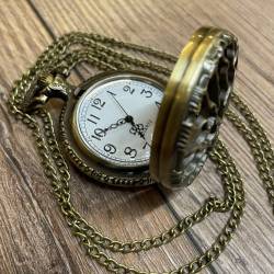Uhr - Taschenuhr - Größe L - Lebensbaum - altmessing - Quartz - Steampunk