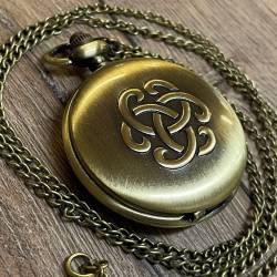 Uhr - Taschenuhr - Größe L - Keltischer Knoten - altmessing - Quartz - Steampunk