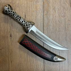 Waffen Deko - Dolch - Keltischer Hexendolch mit rot dekorierter Scheide - Länge 30cm