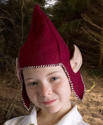 Kopfbedeckung - Mütze mit Elfen Ohren helle Hautfarbe - rot - S - Ausverkauf