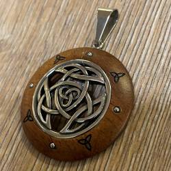 Anhänger - Holz & Edelstahl - Keltischer Knoten mit Triquetra - Wooden Circle