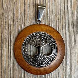 Anhänger - Holz & Edelstahl - Keltischer Knoten mit Triquetra - Wooden Circle