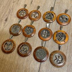 Anhänger - Holz & Edelstahl - Keltischer Knoten mit Triquetra - Wooden Circle